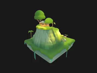 Aetherisles Abstract Modular Floating Island Low-poly 3D model