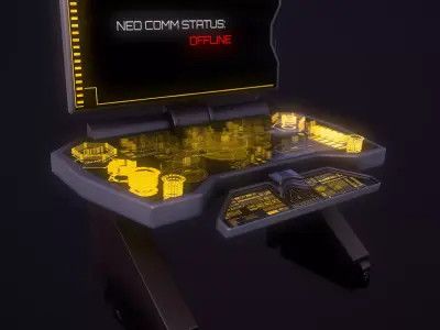 Sci-Fi Console-Computer Low-poly 3D model
