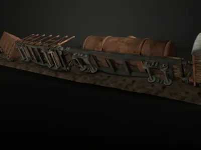 Enviro Train Barricade Game Asset Low-poly 3D model