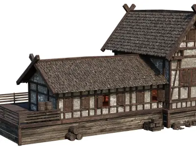 Old Medieval Building House 4K Textures GameReady 66 Low-poly 3D model