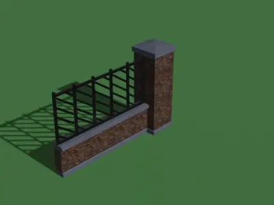 Brick Fence Model -  Low-poly 3D model