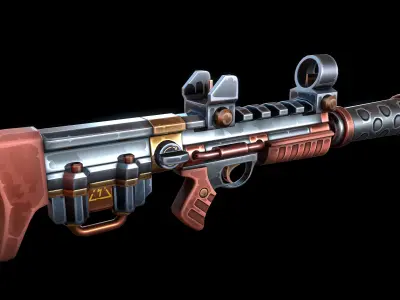 Stylized Sci-fi Rifle Low-poly 3D model
