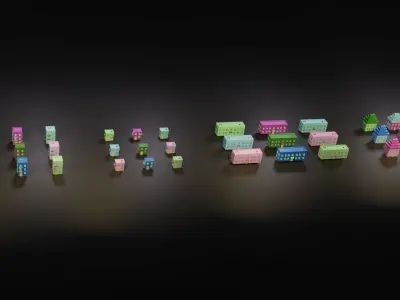 Collection of cartoon houses 3D model