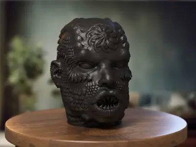 Robot Skull Headphone Stand  Cyborg Headset Stand  3D print model