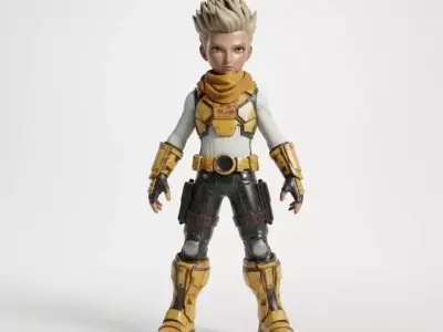 Young Tactical Scout Hero - Stylized Sci-Fi Character Low-poly 3D model