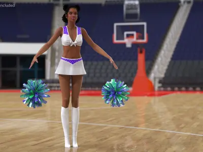 Teenage Light Skin Black Girl Cheerleader Rigged 3D model