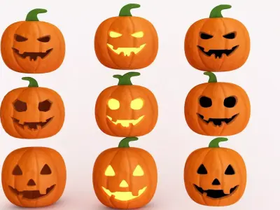 3D model halloween pumkin collection 3D Model Pack