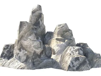 grey coral rock cliff Low-poly 3D model