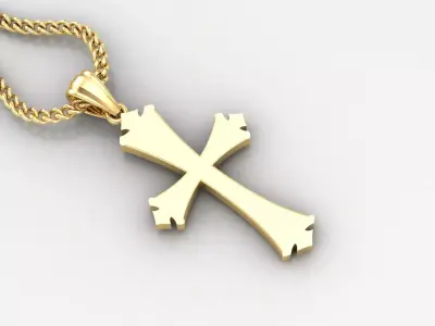 Light Gold 18K Cross Pendant 1CP008 3D print model