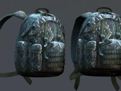 Backpack military combat Black baggage Low-poly  Low-poly 3D model