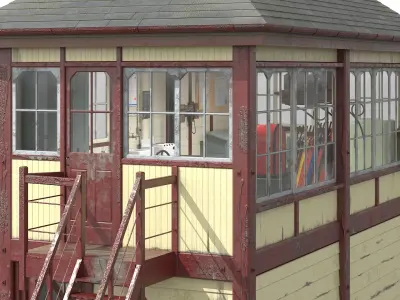  Historic Railway Signal Box with Interior 