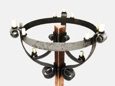 Medieval Torch Low-poly 3D model 5