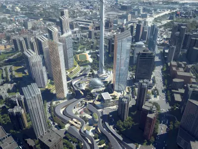 Neo-Futuristic Landmark Tower Complex 3D model