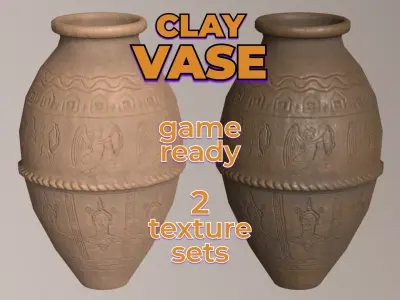 Dusty Old Ancient Ceramic Vase clay Low-poly 3D model