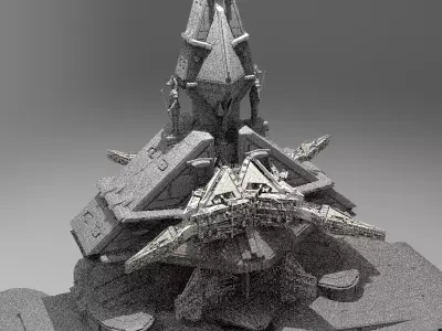 Ra Has Returned Sci-Fi City Tower ruin 10  3D model