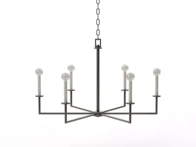 Modern Dunne Wide 6-Light Linear Chandelier - Matte Black Low-poly 3D model