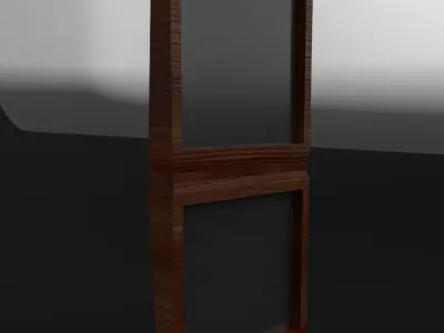 Wooden Door with glass 3D model