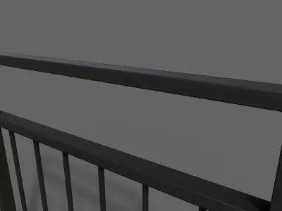 PBR Pedestrian Guard Rail Black V4 Low-poly 3D model