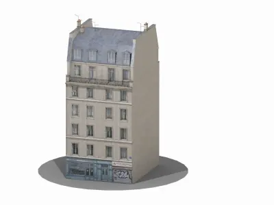 Old Paris House 003 Low-poly 3D model
