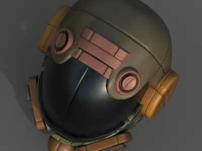 Gas mask respirator scifi futuristic 3d  Low-poly 3D model 35