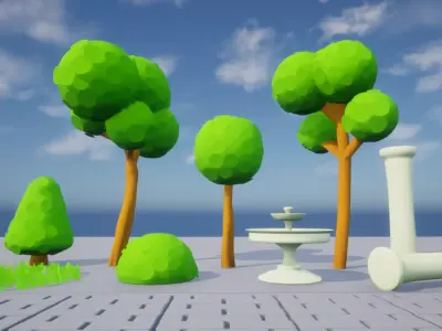 Stylized Low-Poly Game Ready Asset Pack Low-poly 3D model