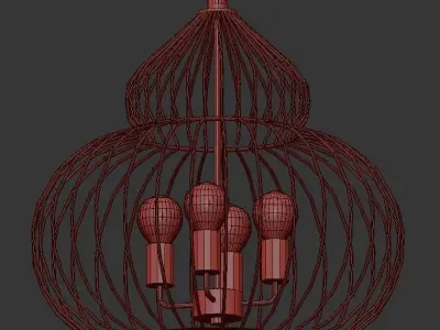 Rega 3 pendant light in iron cage 3D model