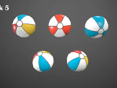 BEACH ASSETS Low-poly 3D model