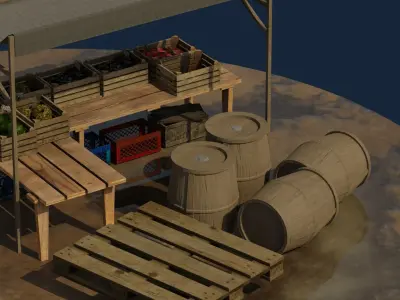 Village shop -  Low poly - Game ready Low-poly 3D model