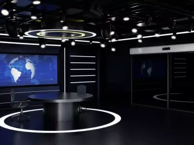 Virtual TV News Studio 3D model