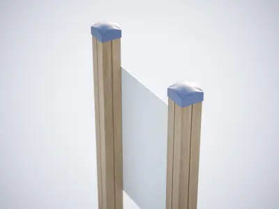 Sign on a wooden light construction 3D model