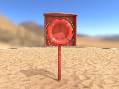 Lifebuoy On Holder  Low-poly 3D model