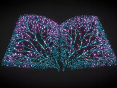 Stylish book knowledge tree Low-poly 3D model