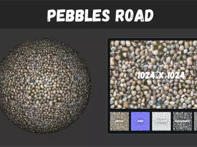 Pebbles Road Texture 3D model