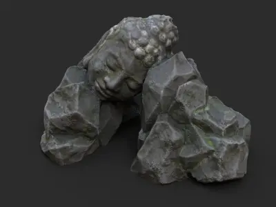 Rock Buddha 1001 - Grey Jagged Stone Low-poly 3D model