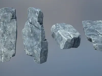 8 Gray Sharp Rocks - 240727 Low-poly 3D model