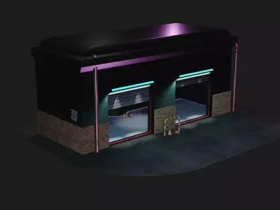 Garage cyberpunk inspired Low-poly 3D model