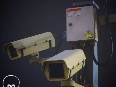 CCTV Street Pole - Game Ready - PBR Textured - Lowpoly Free low-poly 3D model