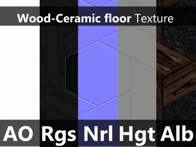 Wood-ceramic floor Low-poly 3D model