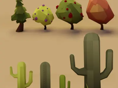  Enviroment Low poly Cartoon  Low-poly 3D model