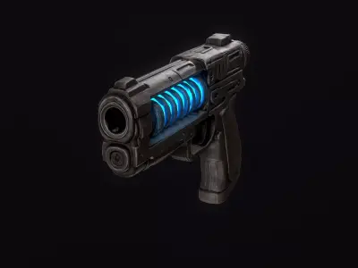 Sci-Fi Blaster Pistol Low-poly 3D model