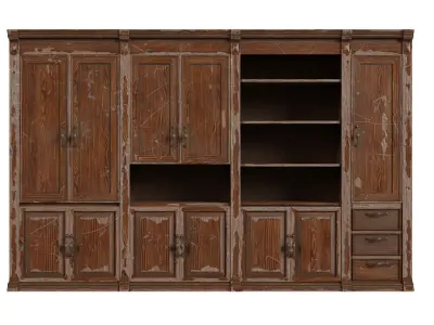 Large Wooden Cupboards Low-poly 3D model