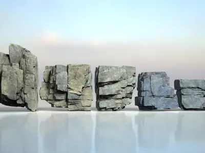 6 Modular Cliff Rocks - 240809 Low-poly 3D model