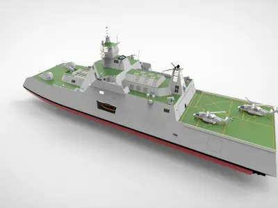 Catamaran destroyer ship 3D model