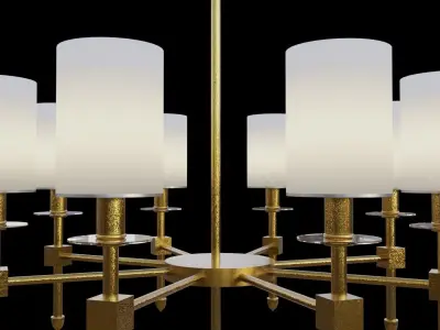 chandelier brass with glass shades Low-poly 3D model