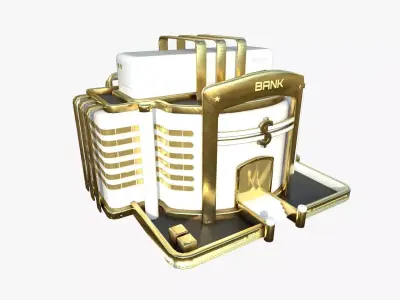 SciFi Bank A11 Gold - Sci Fi Exterior Design Low-poly 3D model