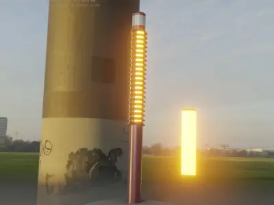 Dark Red Light-Column -24- Street-Light 9 Low-poly 3D model