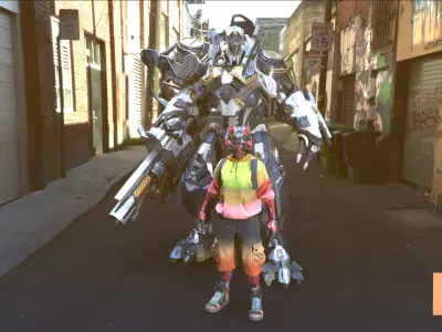 Sci fi Character 010 Omar And Defender Low-poly 3D model