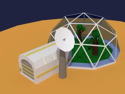 Low Poly Sci Fi Greenhouse Low-poly 3D model