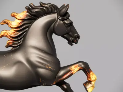Galloping Marble Horse Sculpture 3D model