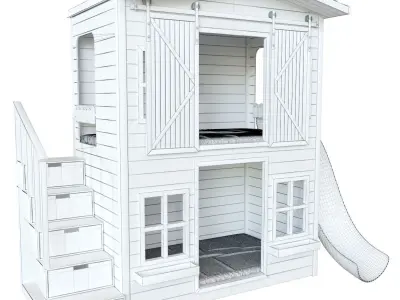 PlayHouse bunk bed with stairs 3D model